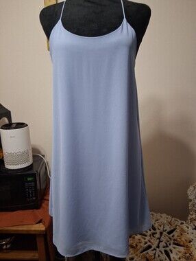 Naked Zebra Light Blue Slip Chemise with Thin Straps
